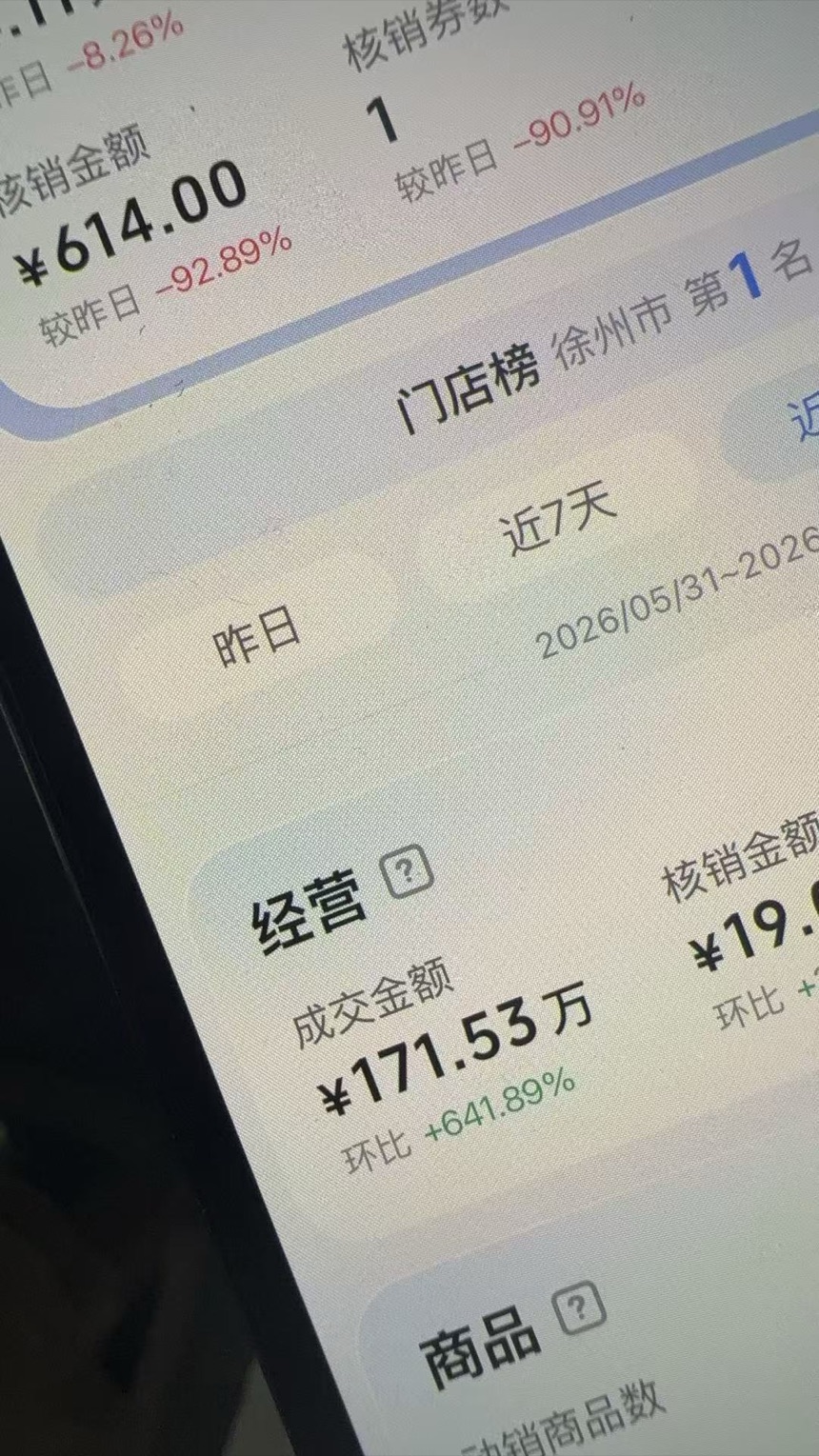 门店经营战报 · 成交 171 万